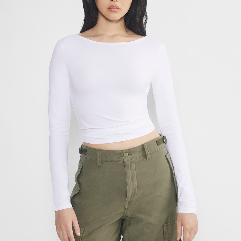 Aritzia White Long Sleeve Top